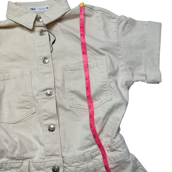 Zara Beige Button-Up Romper Sz XS NWT - Picture 7 of 9